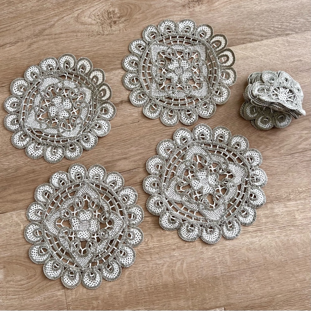 Crochet Mug Cup Teapot Rugs Mats Holders Coasters - Set of 16 - Vintage NEW